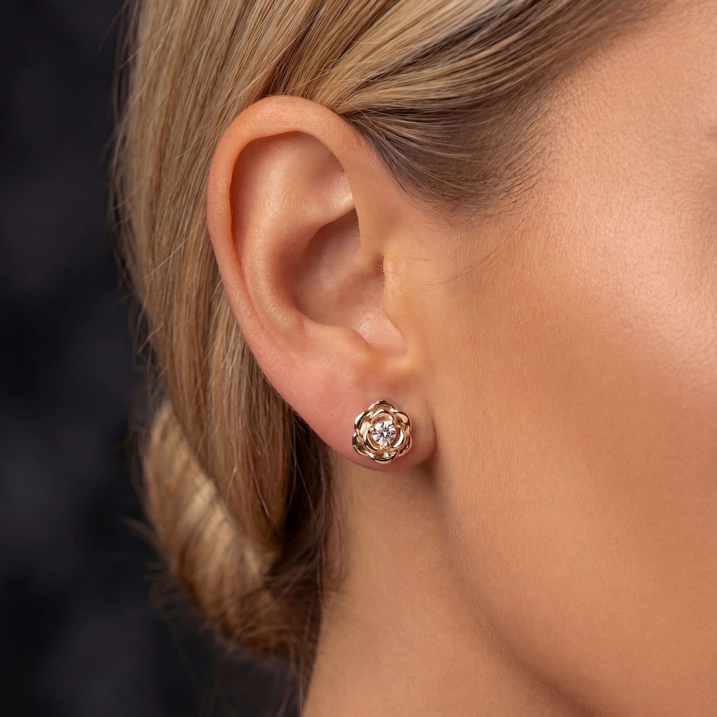 ICED OUT "ROSEGOLD ROSE" OHRRINGE - ICERAIN JEWELRY