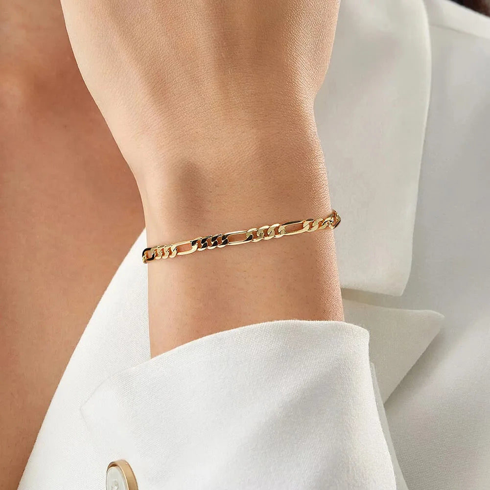925S SILVER 18K GOLD "FIGARO" ARMBAND [CLASSIC VERSION] - ICERAIN JEWELRY