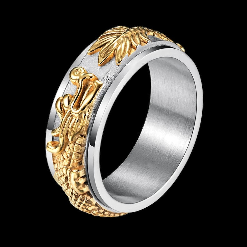 Luxus Edelstahl "Silver/Gold Dragon" Ringe