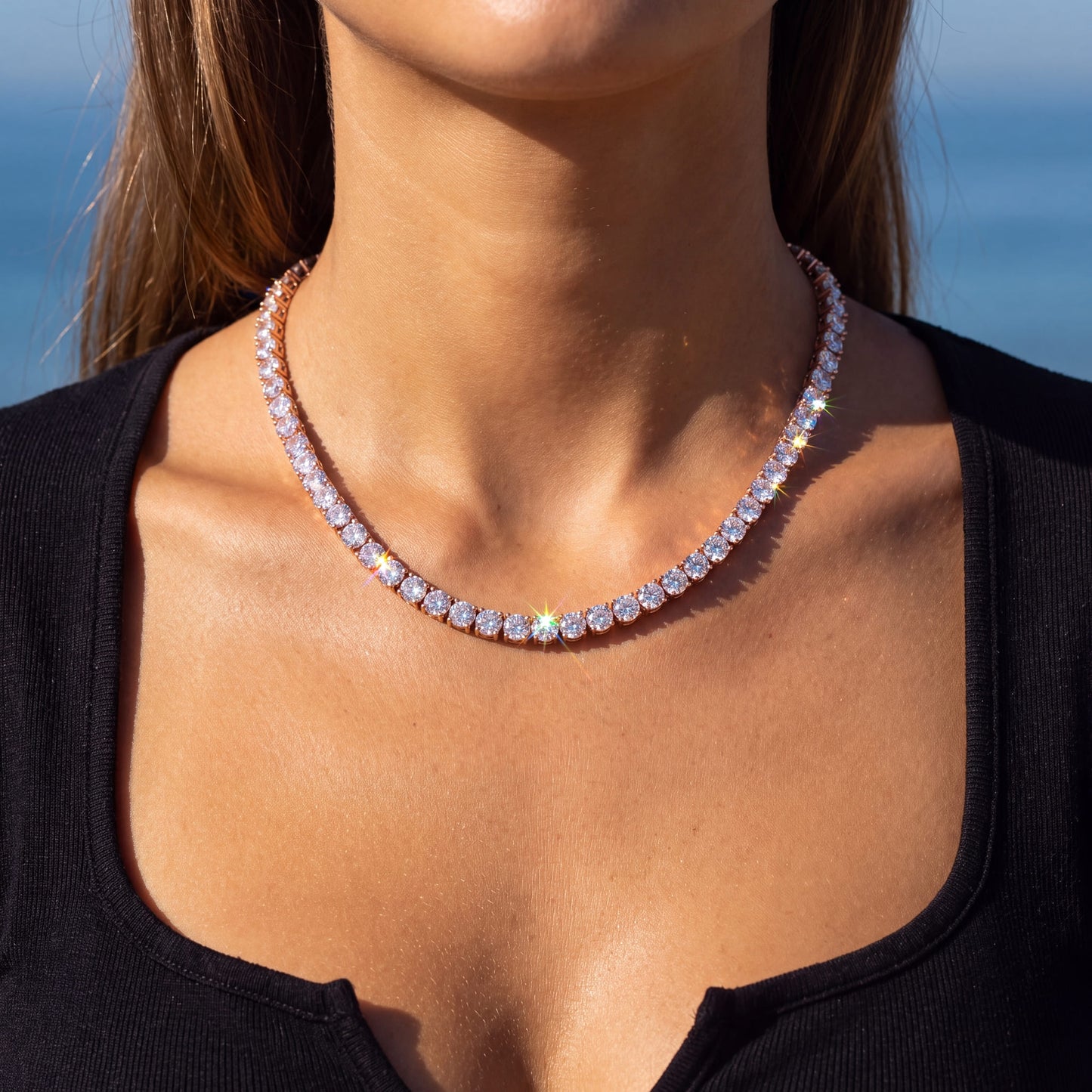 ICED OUT "ROSEGOLD TENNIS" KETTE