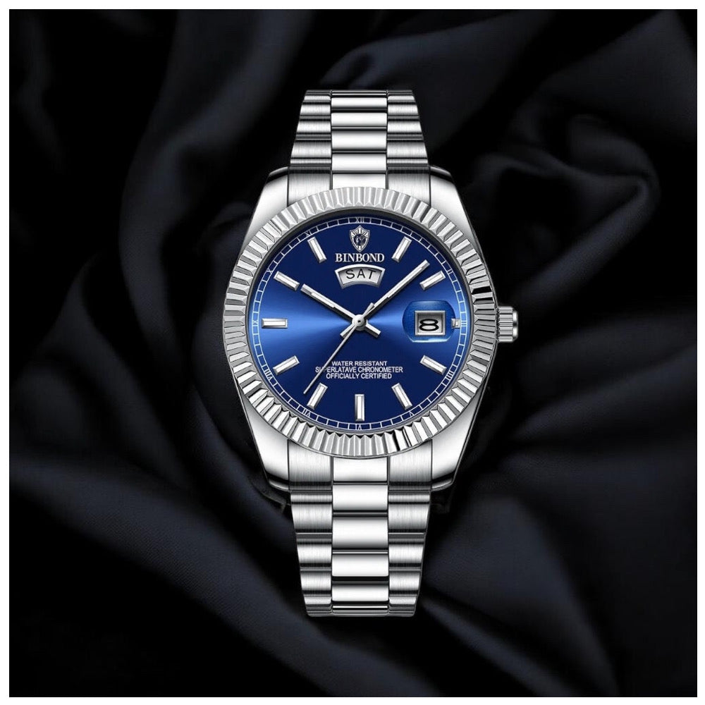 SALE | EDELSTAHL "SILVER/BLUE LUMIFOR" UHR - ICERAIN JEWELRY