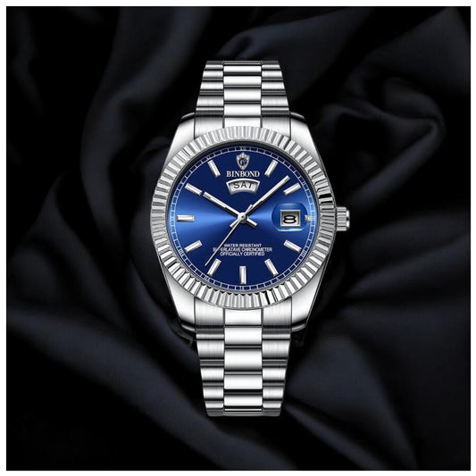 SALE | EDELSTAHL "SILVER/BLUE LUMIFOR" UHR - ICERAIN JEWELRY