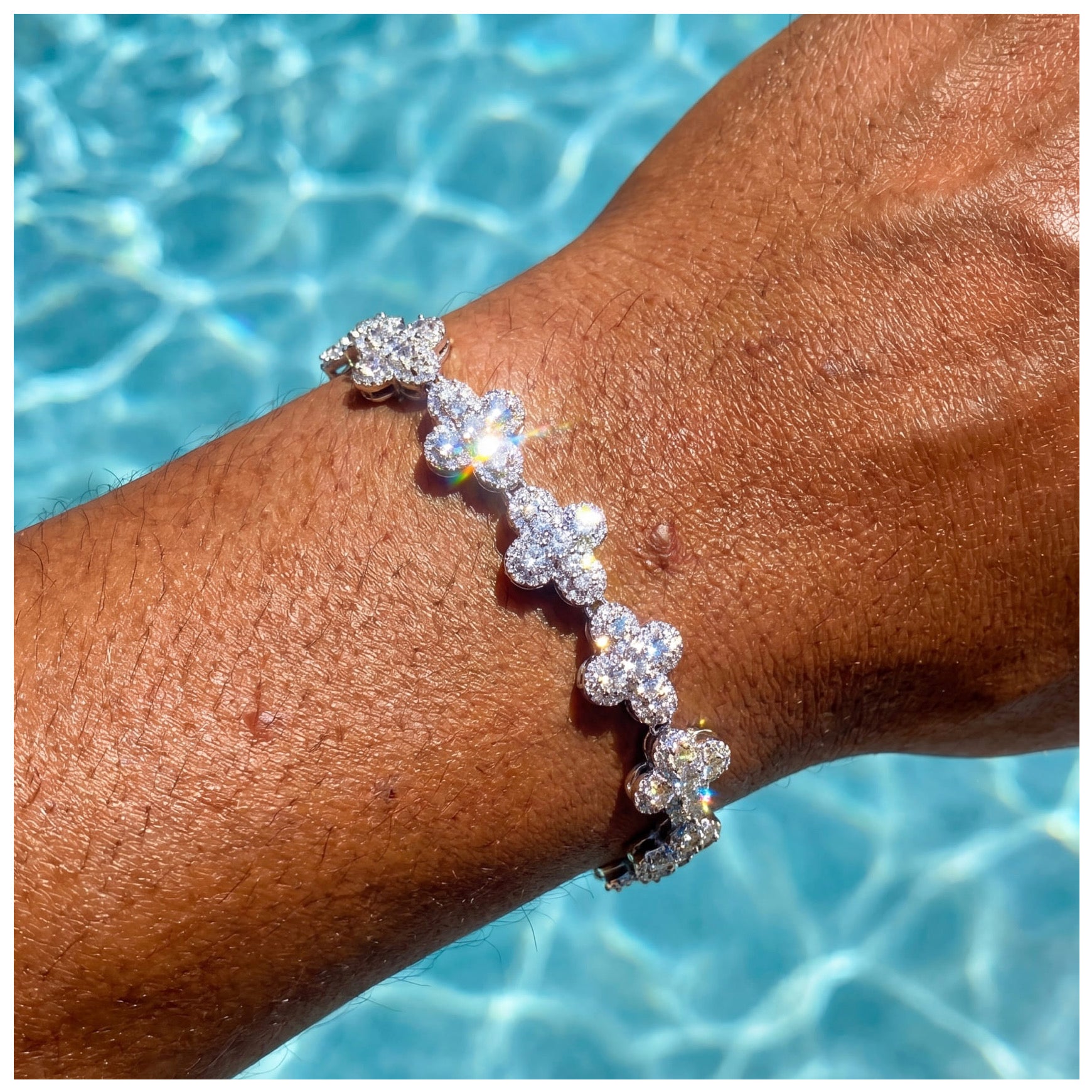ICED OUT 11MM "SILVER CROSS" ARMBAND - ICERAIN JEWELRY