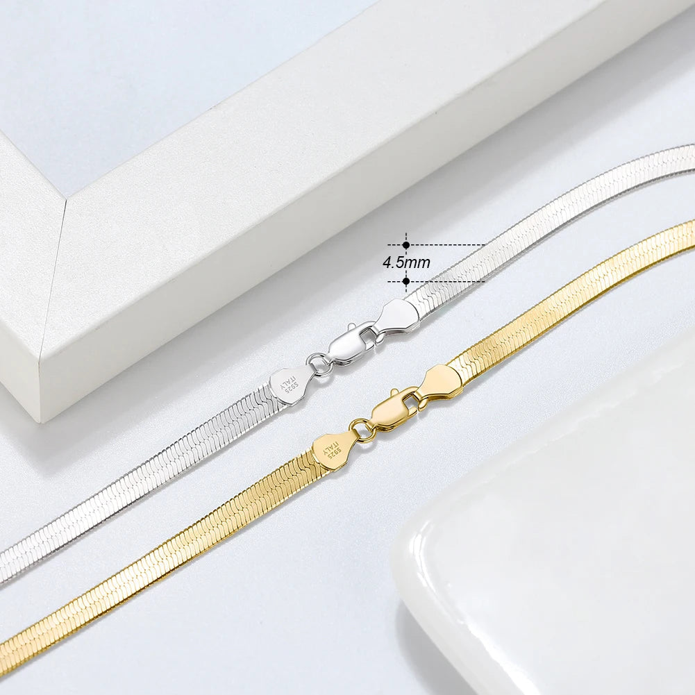 925S SILVER 18K GOLD "HERRINGBONE" KETTE - ICERAIN JEWELRY