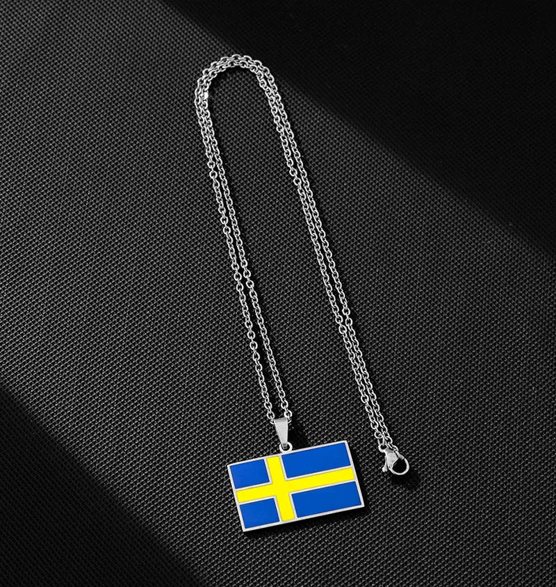 EDELSTAHL "SWEDEN FLAG" LÄNDERKETTE - ICERAIN JEWELRY