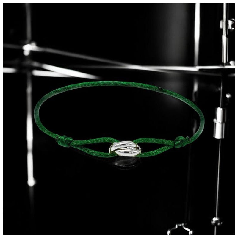 SALE | STOFF/EDELSTAHL "GREEN/SILVER TRICOLOR" ARMBAND - ICERAIN JEWELRY