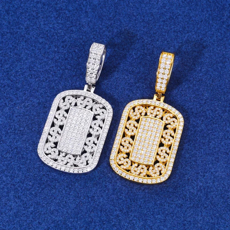 ICED OUT MOISSANITE "MILITARY DOLLAR" WEISSGOLD 925S SILVER KETTE - ICERAIN JEWELRY