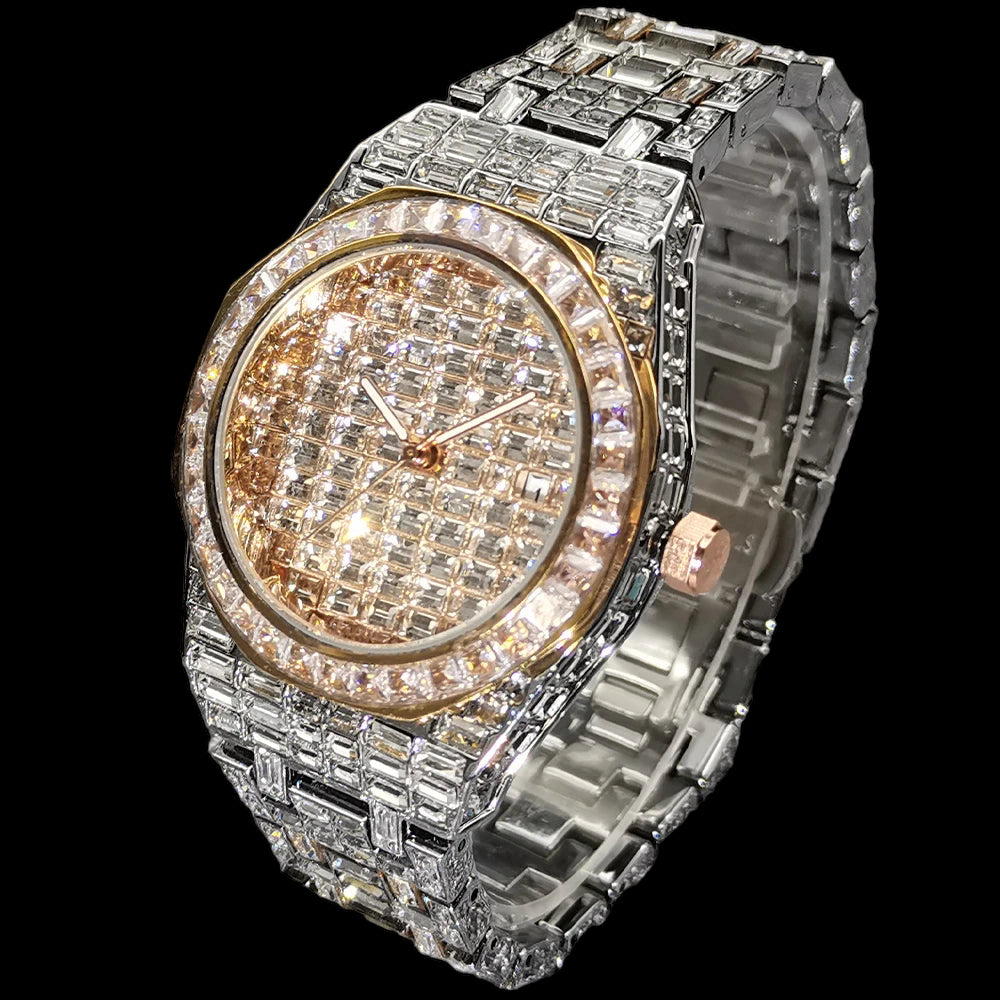 Luxus Designer Iced Out "Velesimo" Uhr + Box + Armbandkürzer