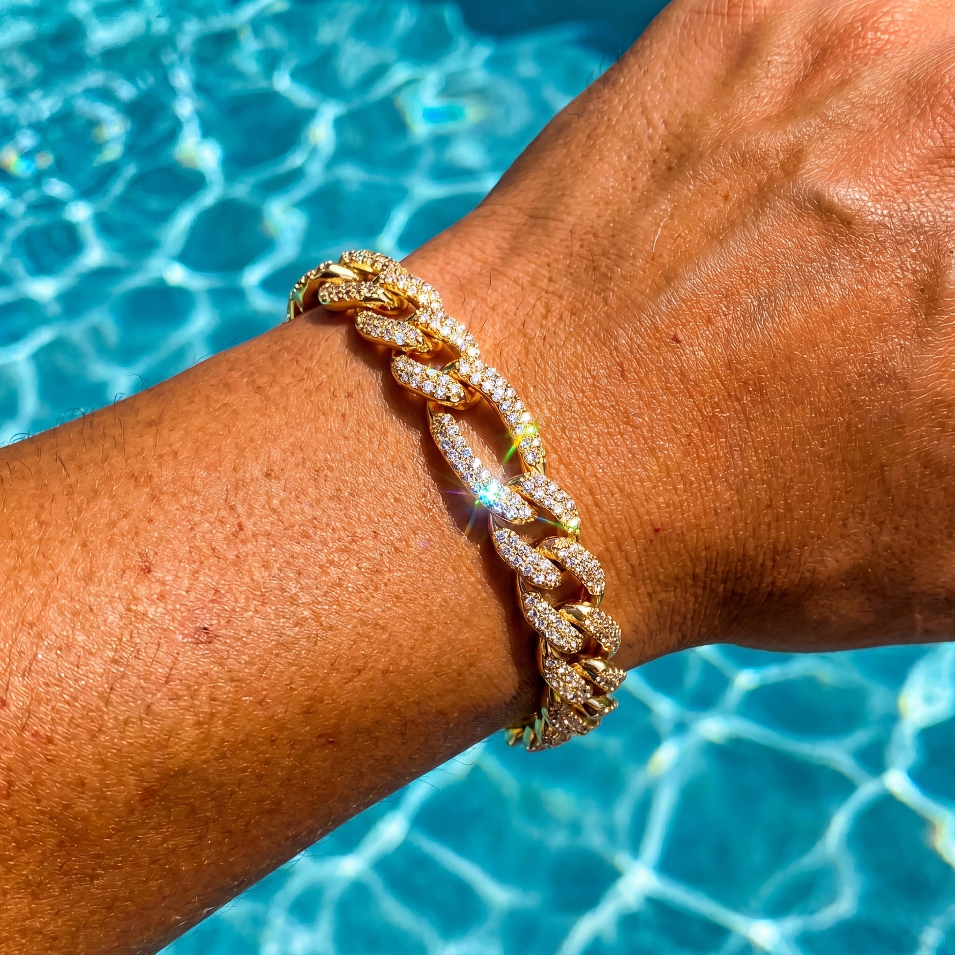 ICED OUT 10MM "FIGARO CUBAN" ARMBAND - ICERAIN JEWELRY
