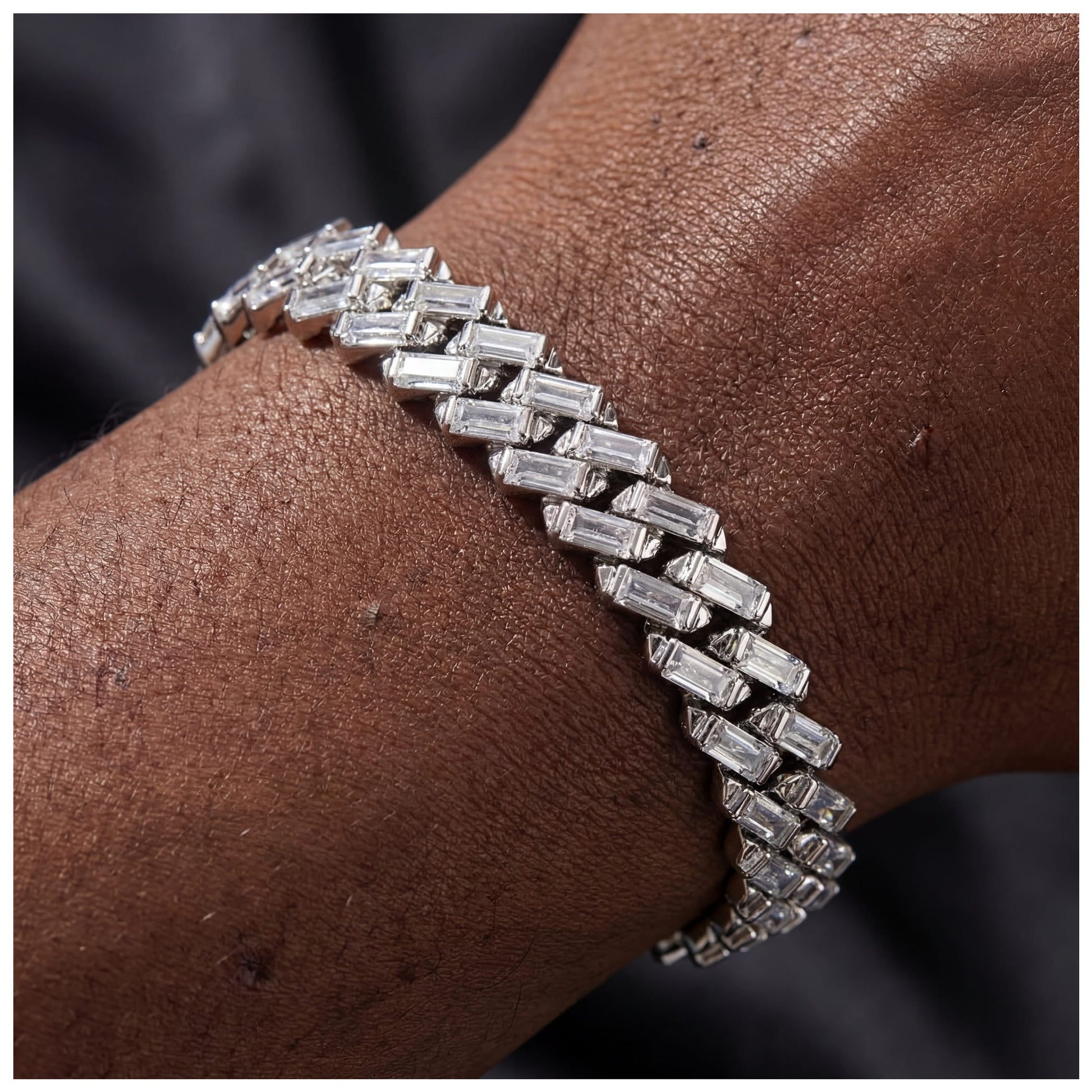 ICED OUT 12MM "SILVER PRONG CUBAN V2" ARMBAND - ICERAIN JEWELRY