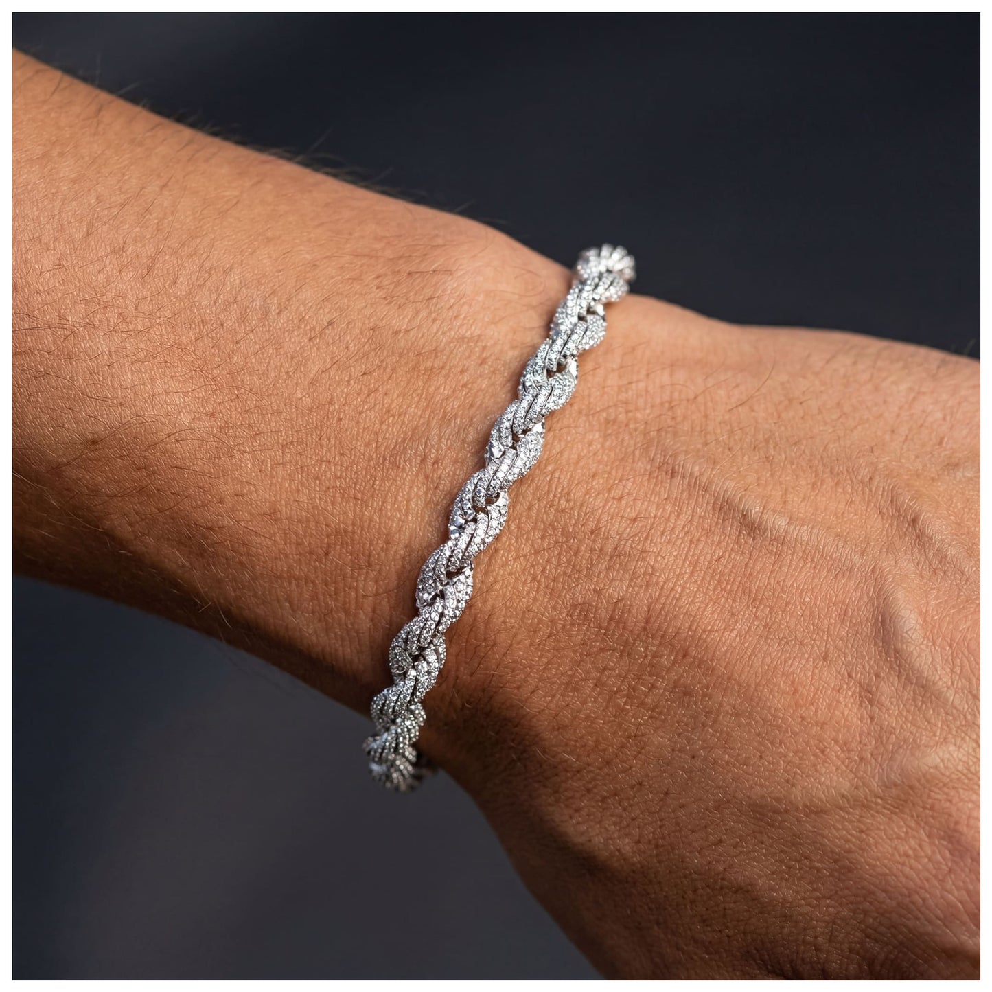 ICED OUT 8MM "SILVER ROPE" ARMBAND - ICERAIN JEWELRY