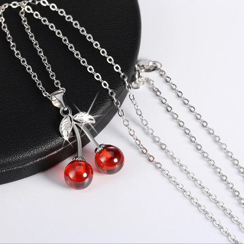 925S SILVER "CHERRY" KETTE - ICERAIN JEWELRY