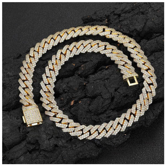 ICED OUT 10-14MM "GOLD PRONG CUBAN" KETTE [HEAVY VERSION]