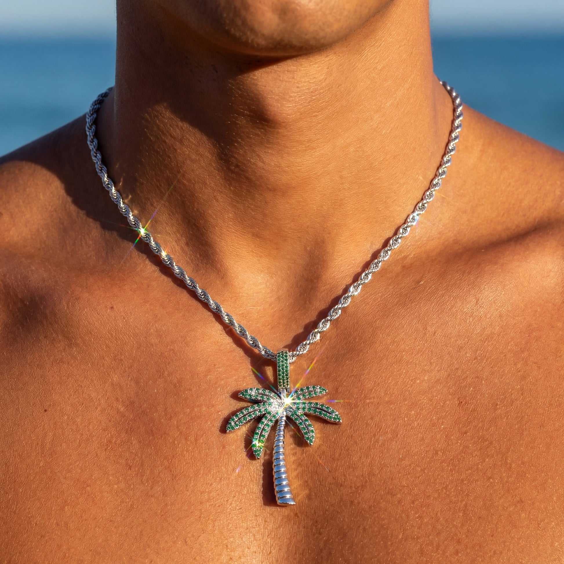 ICED OUT "SILVER PALM" KETTE - ICERAIN JEWELRY