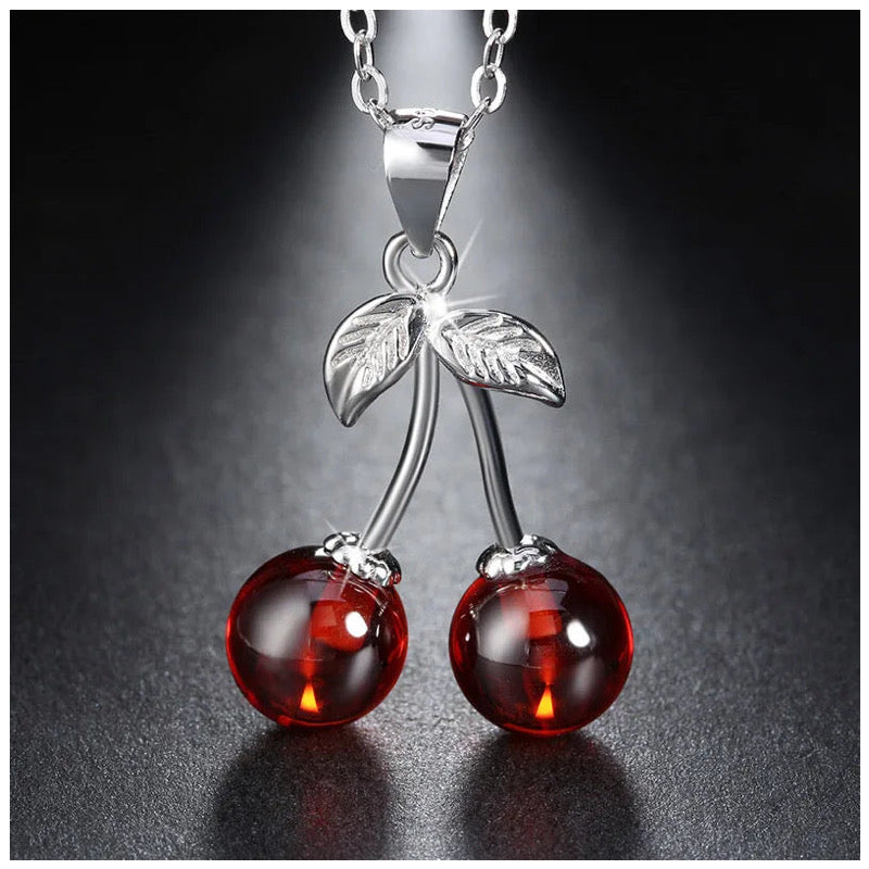 925S SILVER "CHERRY" KETTE - ICERAIN JEWELRY
