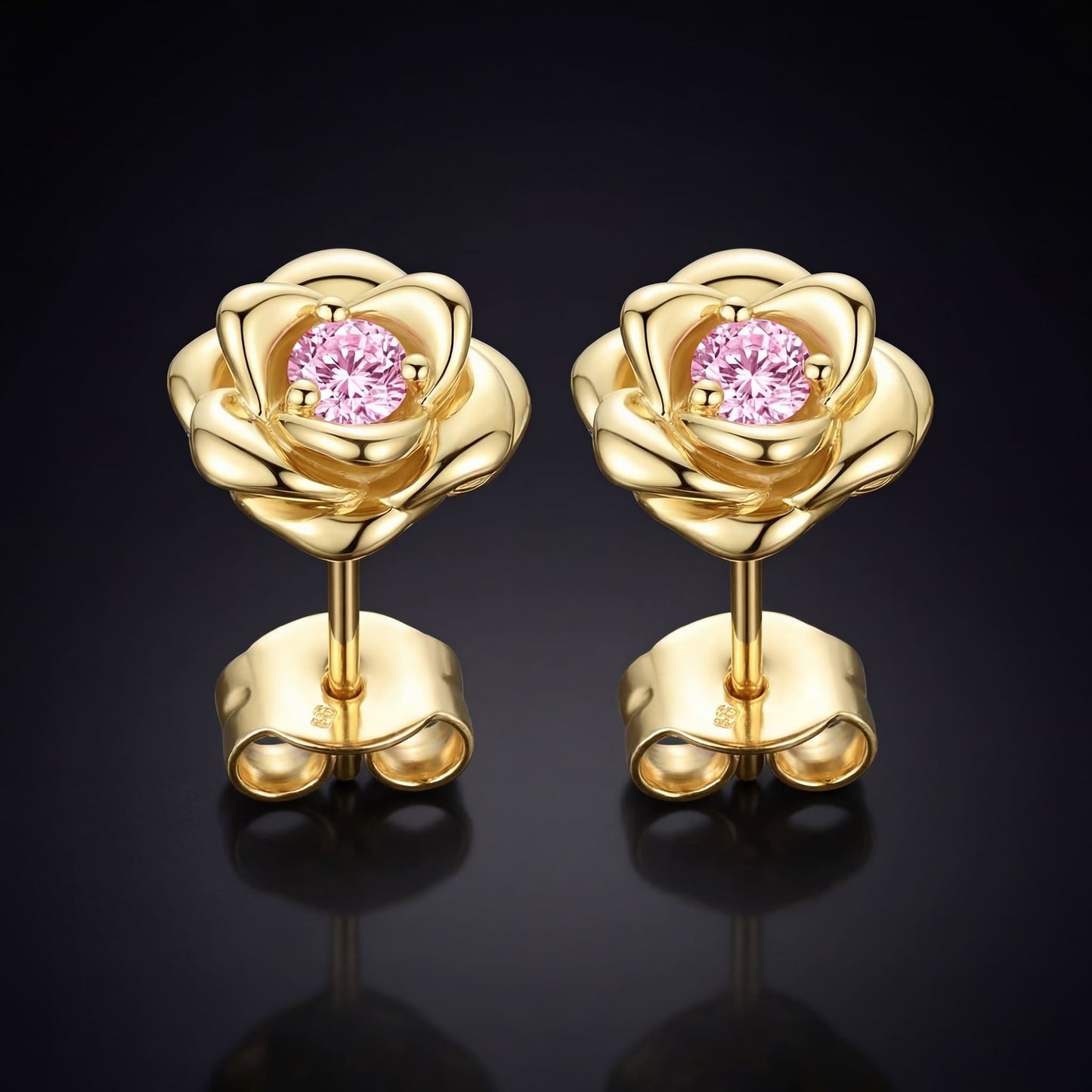 ICED OUT "GOLD/PINK ROSE" OHRRINGE - ICERAIN JEWELRY
