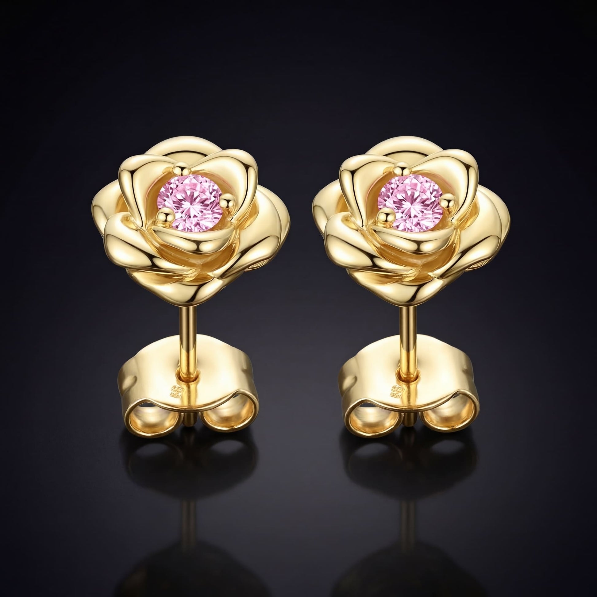 ICED OUT "GOLD/PINK ROSE" OHRRINGE - ICERAIN JEWELRY