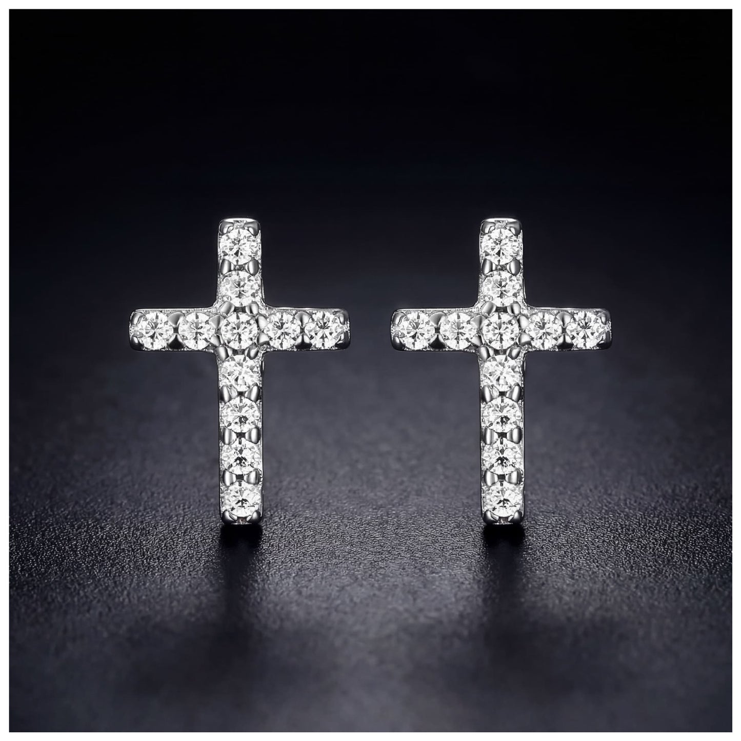 ICED OUT "SILVER MINI CROSS" OHRRINGE - ICERAIN JEWELRY