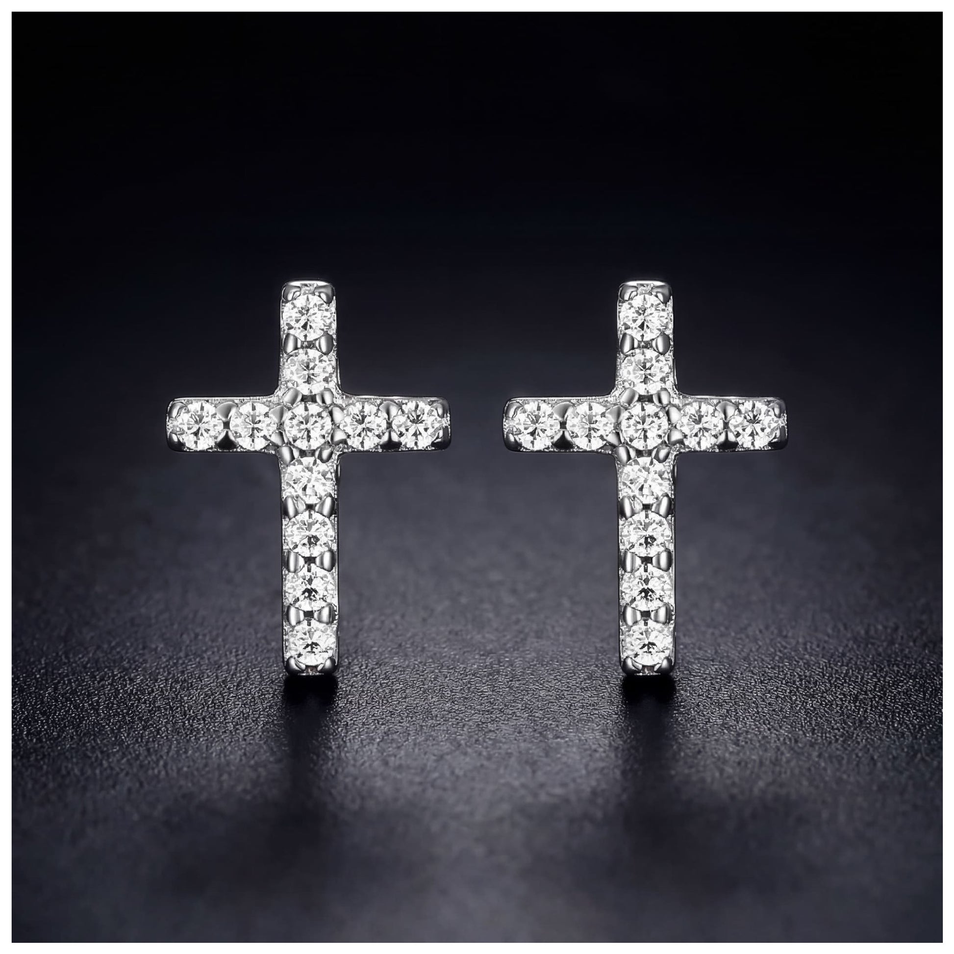 ICED OUT "SILVER MINI CROSS" OHRRINGE - ICERAIN JEWELRY