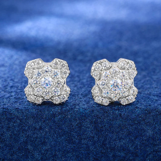 ICED OUT MOISSANITE "GEOMETRIE" WEISSGOLD 925S SILVER OHRRINGE - ICERAIN JEWELRY