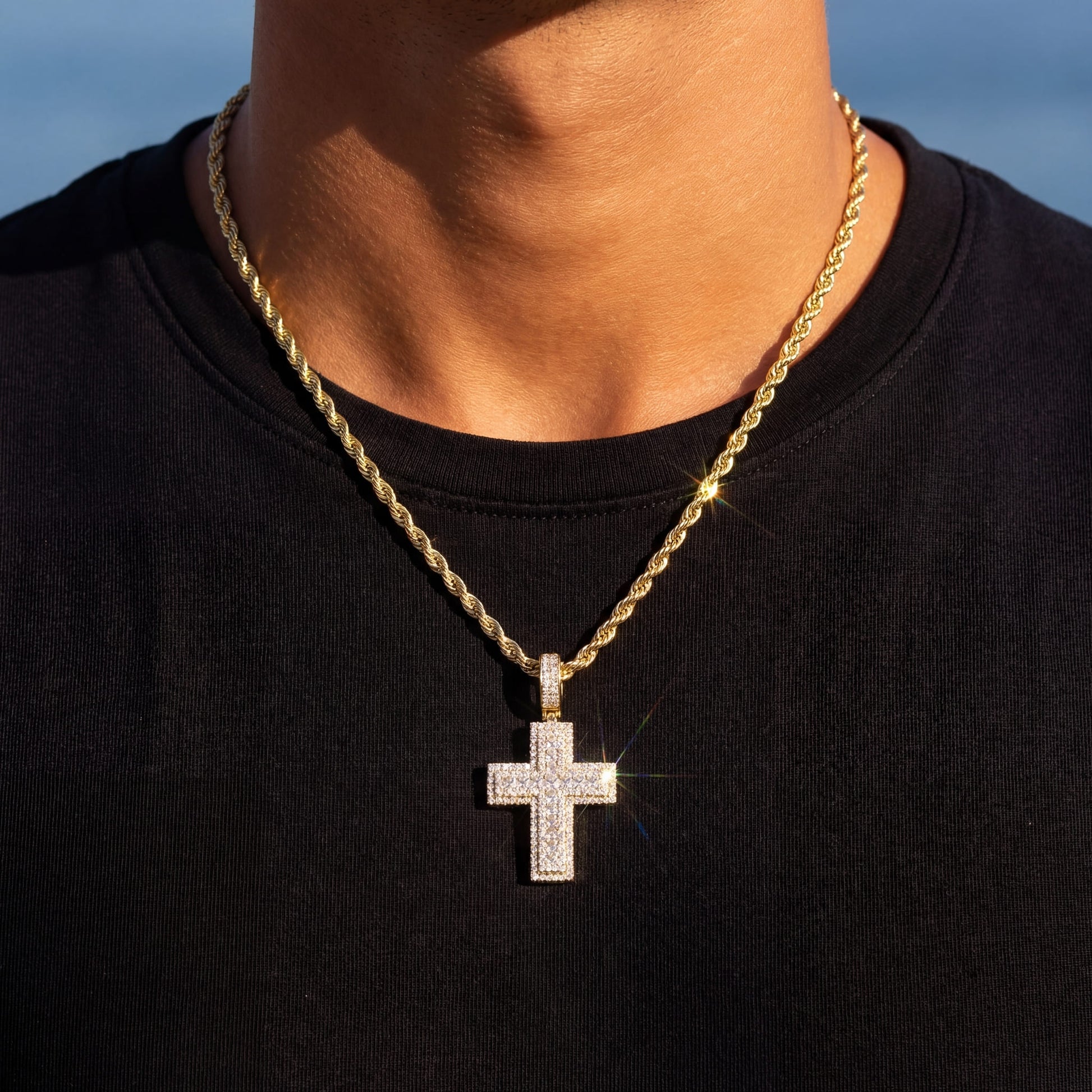 ICED OUT "CROSS V6" KETTE - ICERAIN JEWELRY