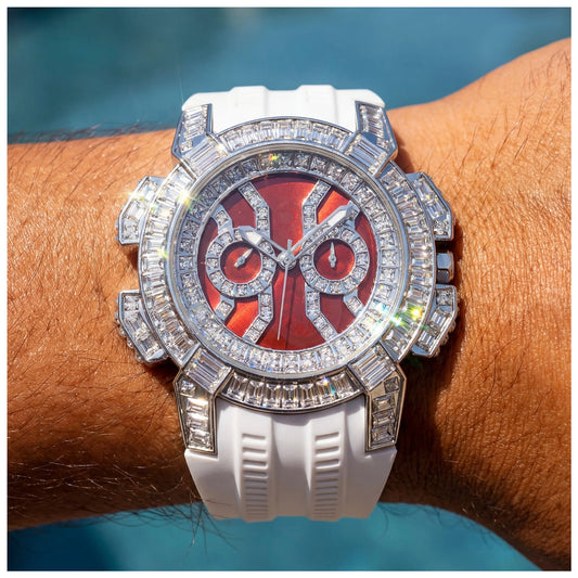 SALE | ICED OUT "SILVER/WHITE SUNSTAR" UHR - ICERAIN JEWELRY