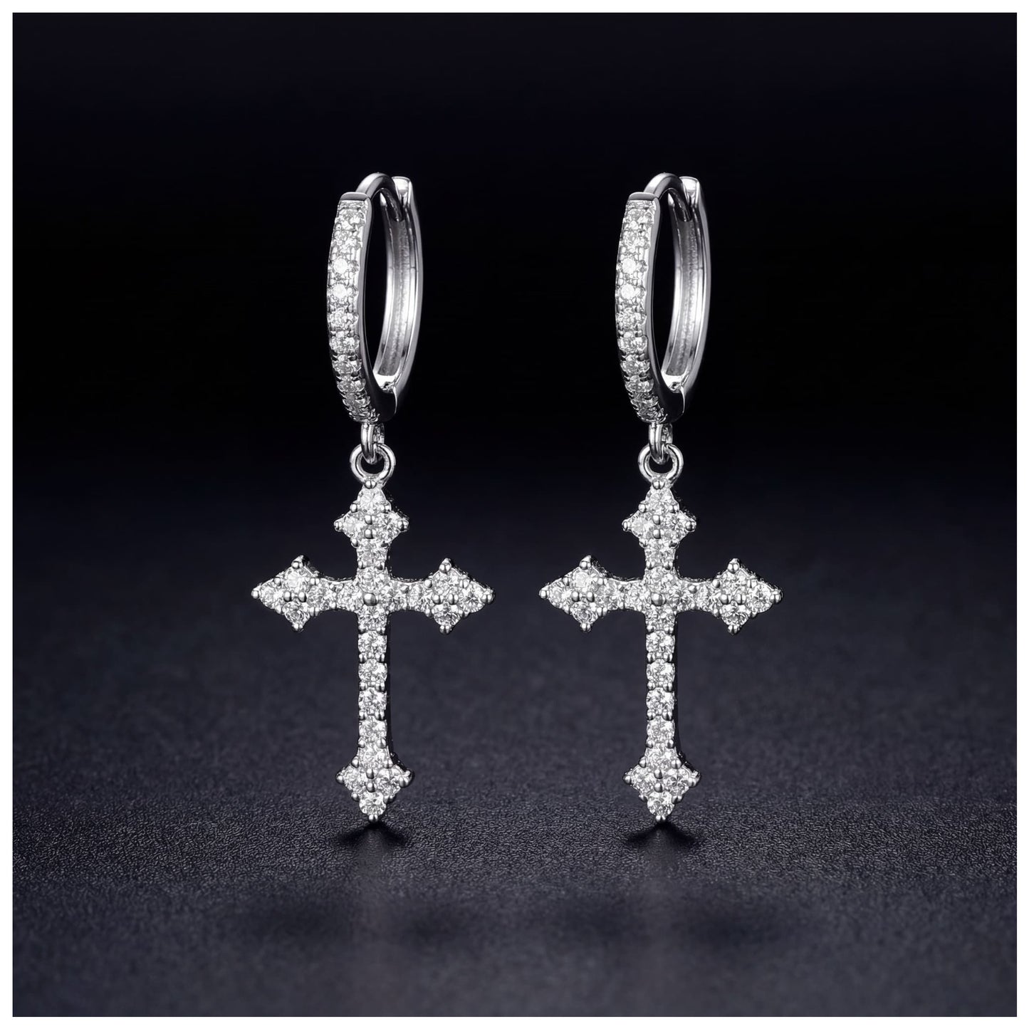 ICED OUT "SILVER ROYAL CROSS" OHRRINGE - ICERAIN JEWELRY