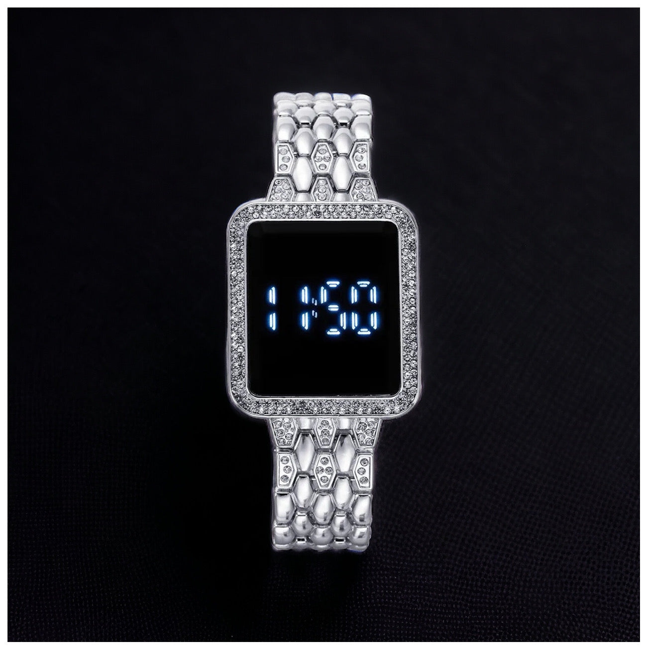 Sale | Luxus Designer Edelstahl LED "Silver Lovalisima" Uhr