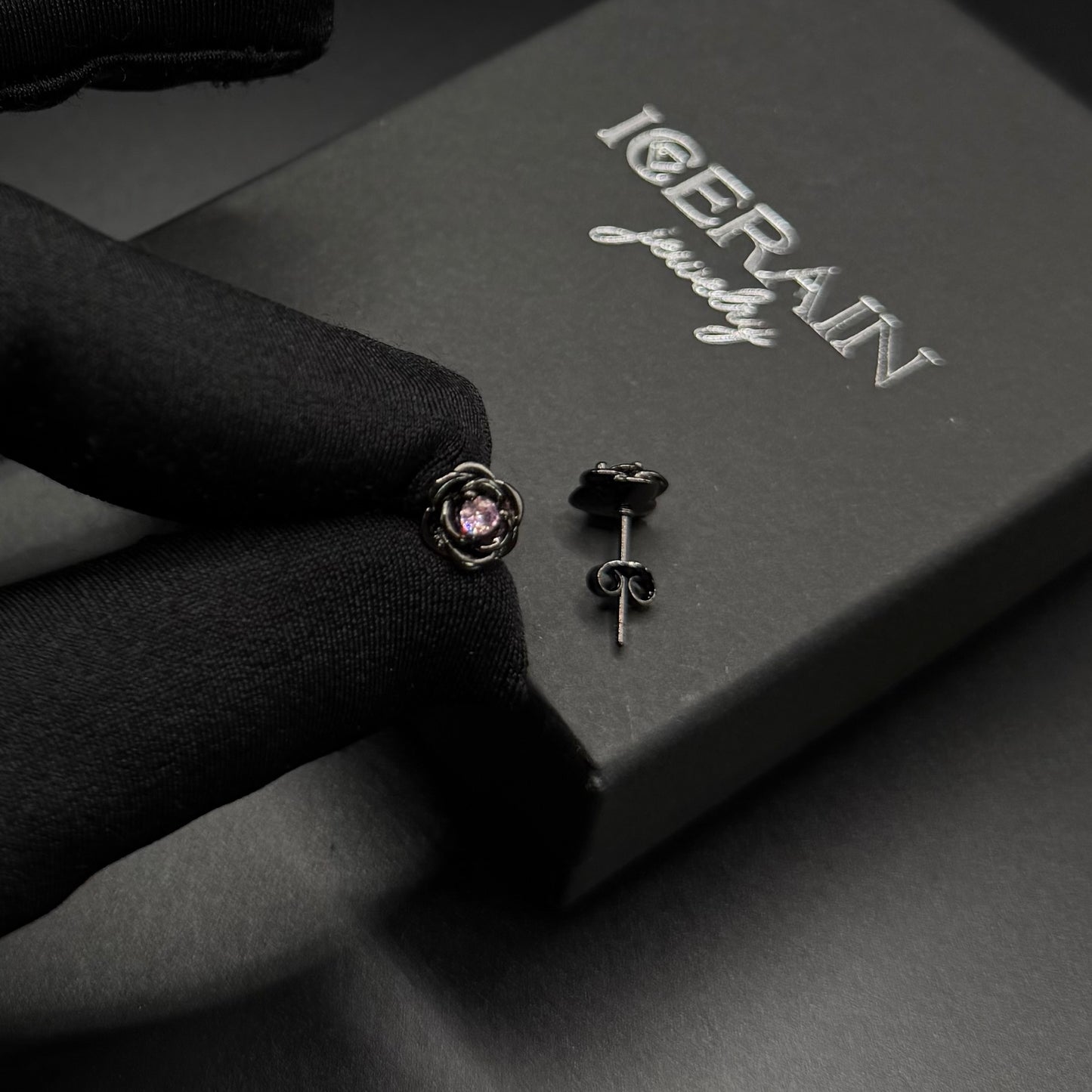 ICED OUT "BLACK/PINK ROSE" OHRRINGE - ICERAIN JEWELRY