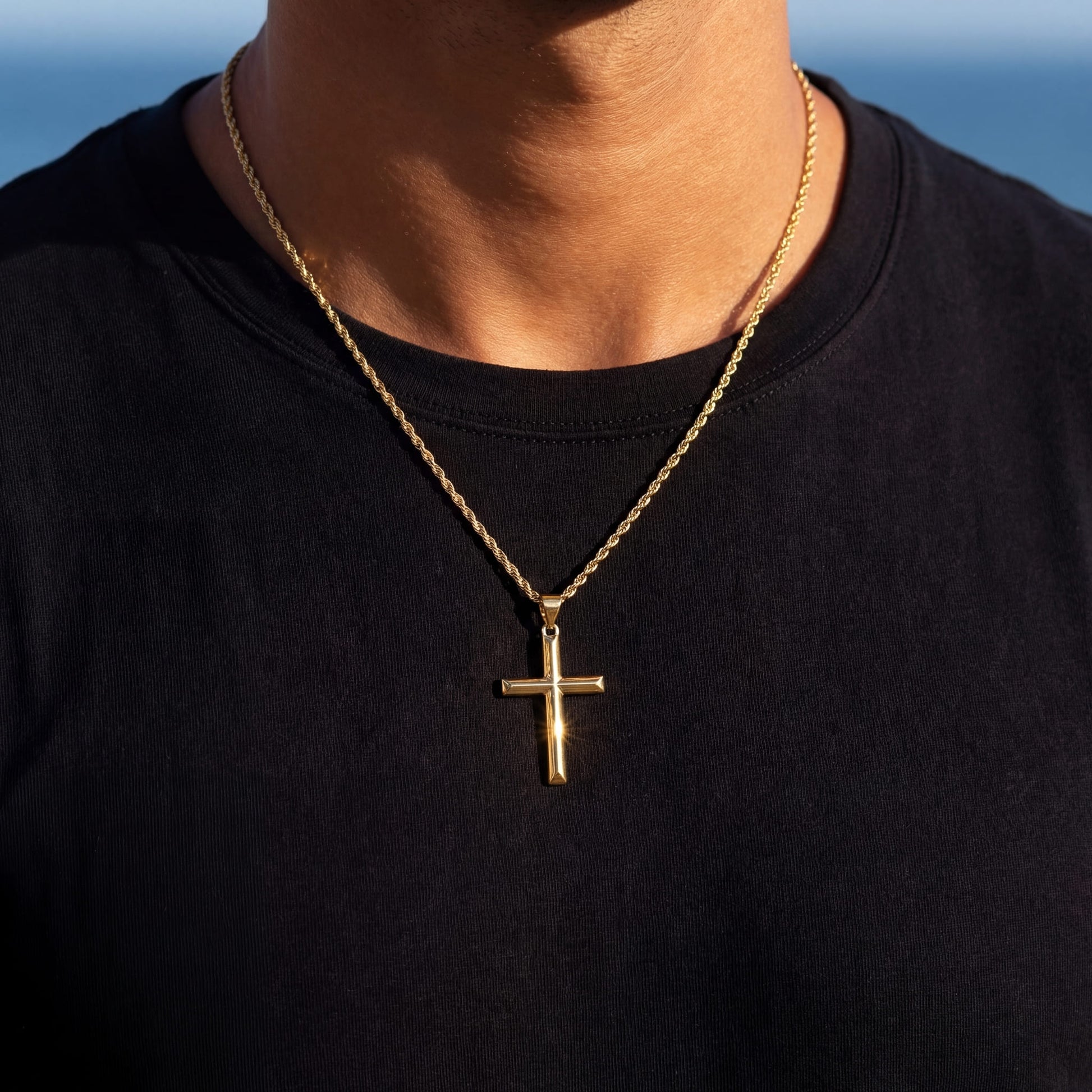 925S SILVER 14K GOLD "CROSS" KETTE - ICERAIN JEWELRY