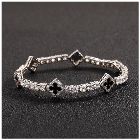ICED OUT "BLACK CLOVER TENNIS V2" ARMBAND - ICERAIN JEWELRY