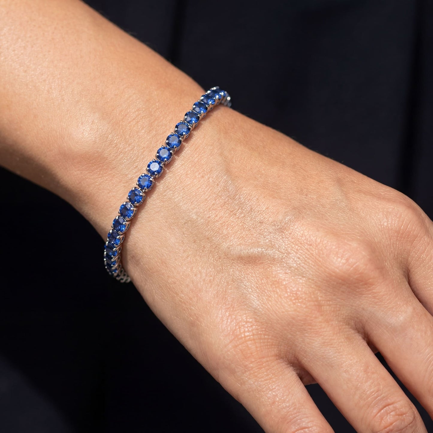 ICED OUT 4MM "BLUE TENNIS" ARMBAND - ICERAIN JEWELRY
