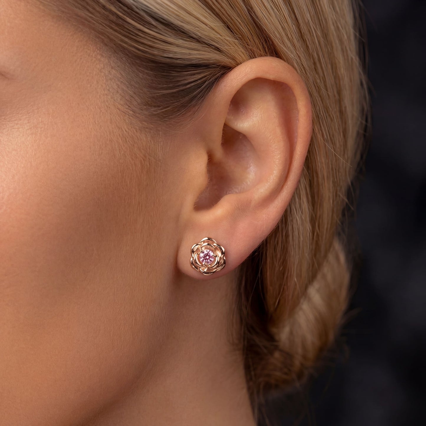 ICED OUT "ROSEGOLD/PINK ROSE" OHRRINGE - ICERAIN JEWELRY