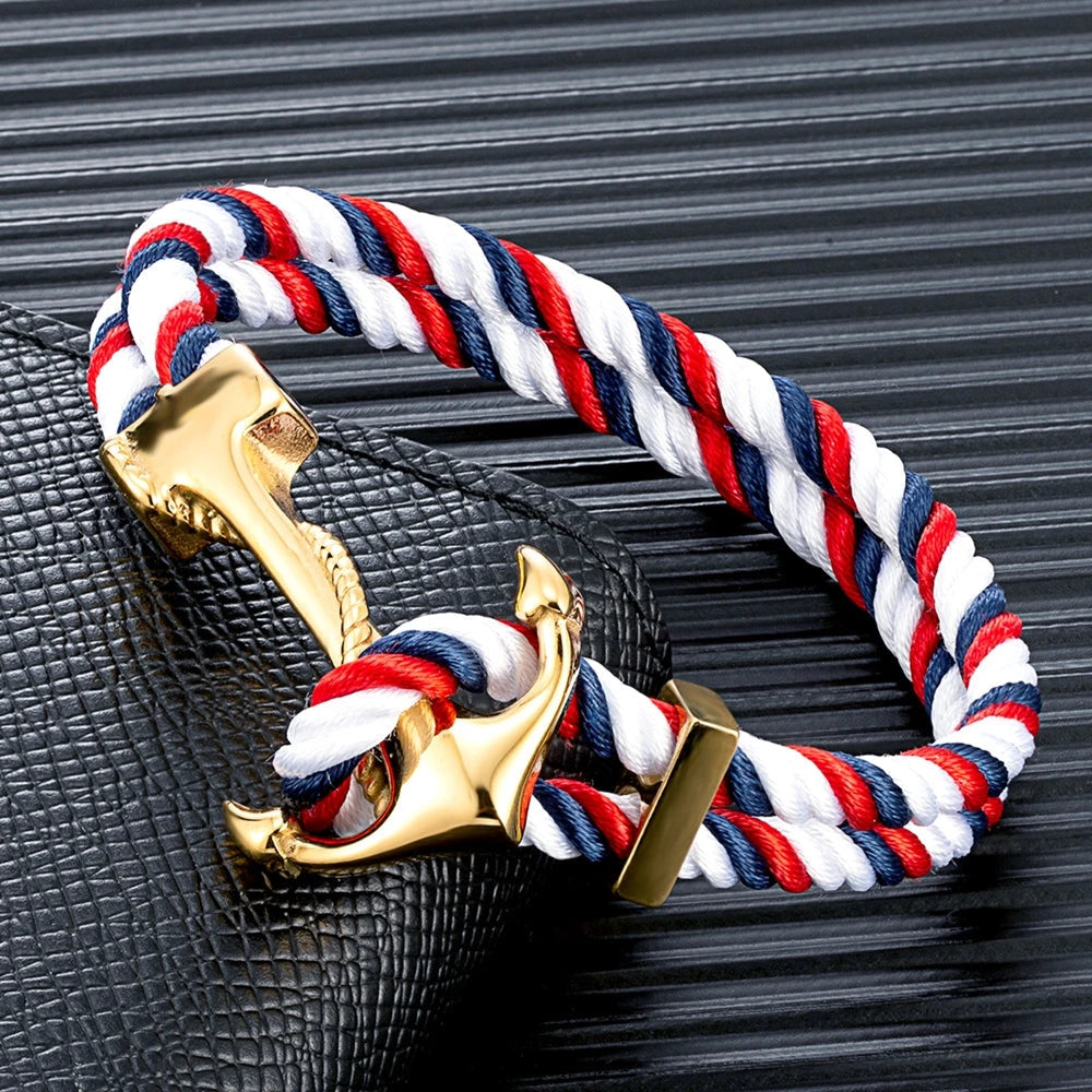 STOFF/EDELSTAHL "ANCHOR" ARMBAND - ICERAIN JEWELRY