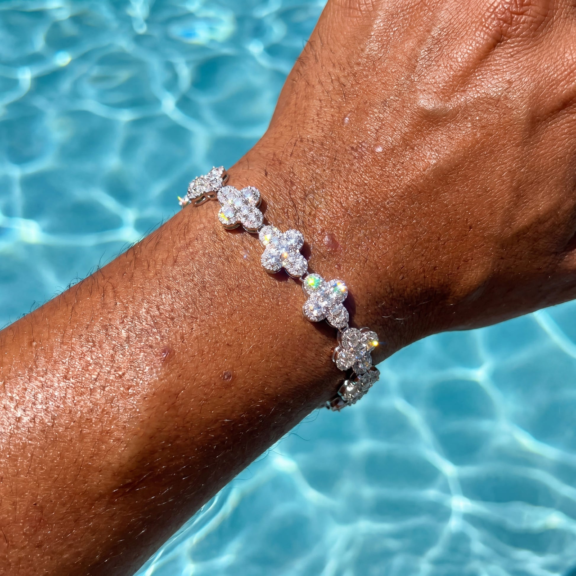 ICED OUT 11MM "SILVER CROSS" ARMBAND - ICERAIN JEWELRY