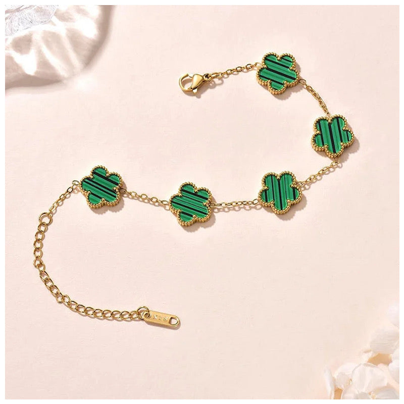 SALE | EDELSTAHL "GOLD/GREEN CLOVER" ARMBAND - ICERAIN JEWELRY