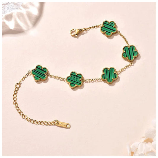 SALE | EDELSTAHL "GOLD/GREEN CLOVER" ARMBAND - ICERAIN JEWELRY
