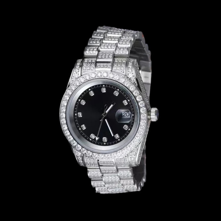 Luxus Designer Iced Out 40mm "Cosafima" 12K Whitegold Uhr + Box + Armbandkürzer