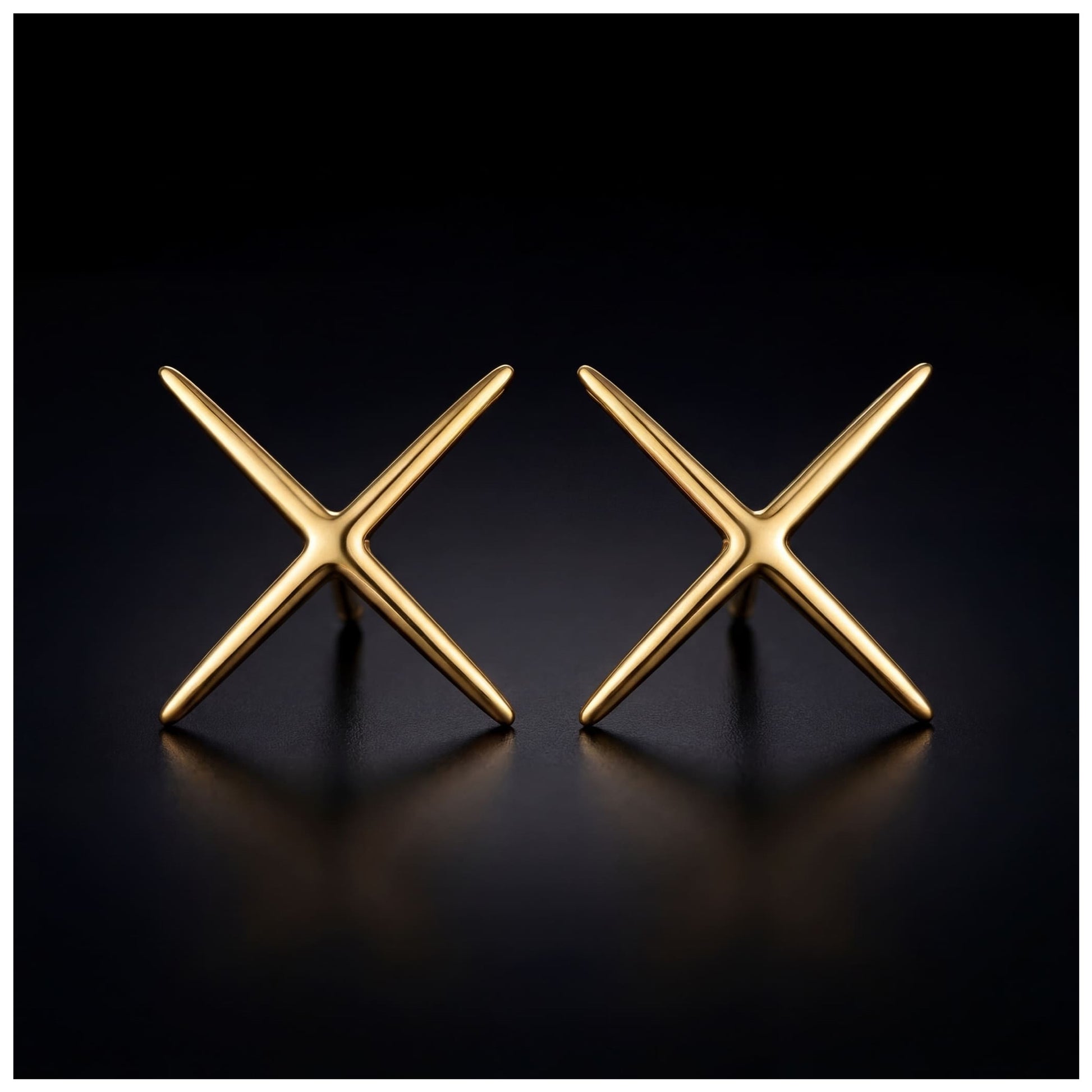 925S SILVER "GOLD X" OHRRINGE - ICERAIN JEWELRY