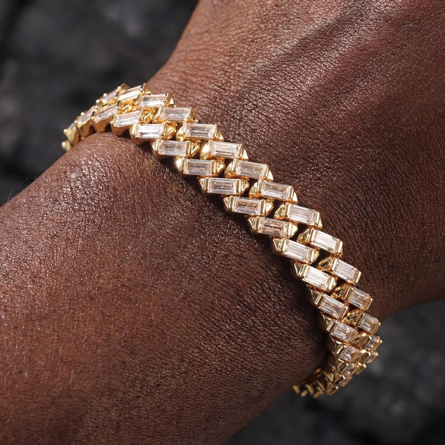 ICED OUT 12MM "GOLD PRONG CUBAN V2" ARMBAND - ICERAIN JEWELRY