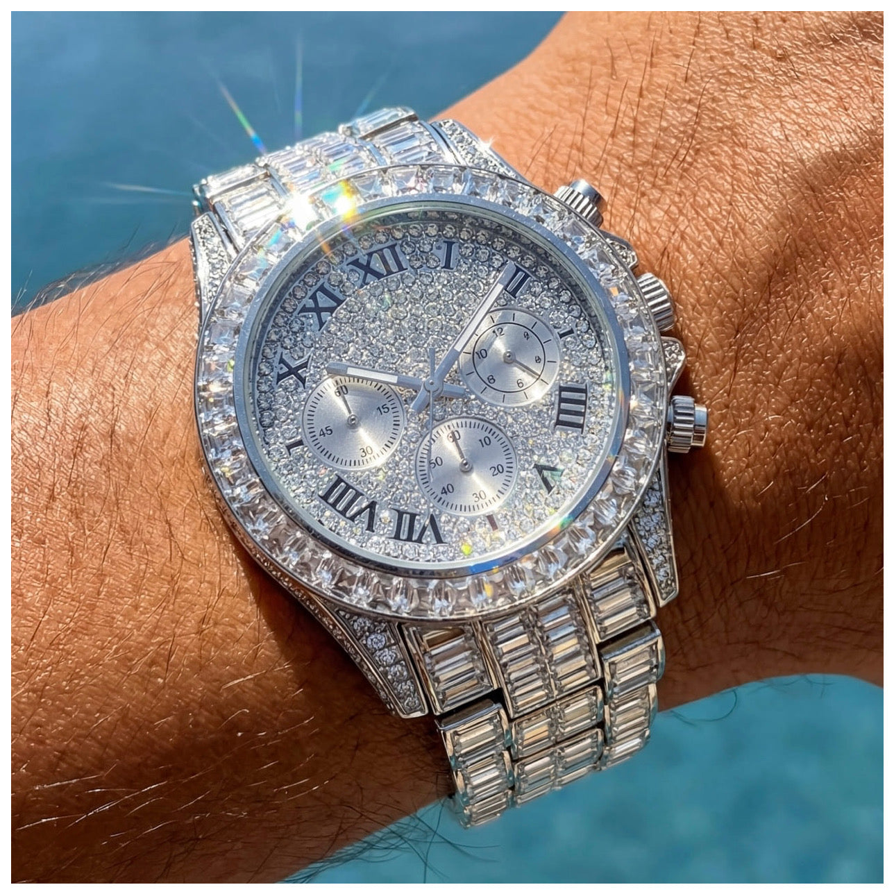 SALE | ICED OUT "SILVER MOSAIC" UHR - ICERAIN JEWELRY