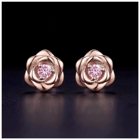 ICED OUT "ROSEGOLD/PINK ROSE" OHRRINGE - ICERAIN JEWELRY