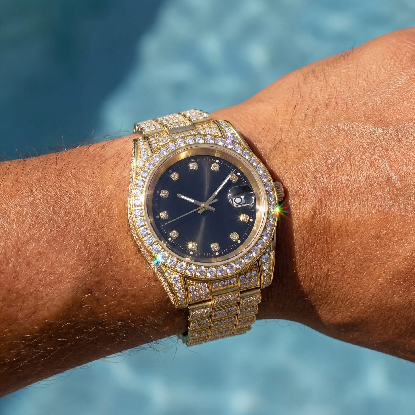 ICED OUT 40MM "COSAFIMA" 12K WEISSGOLD UHR - ICERAIN JEWELRY