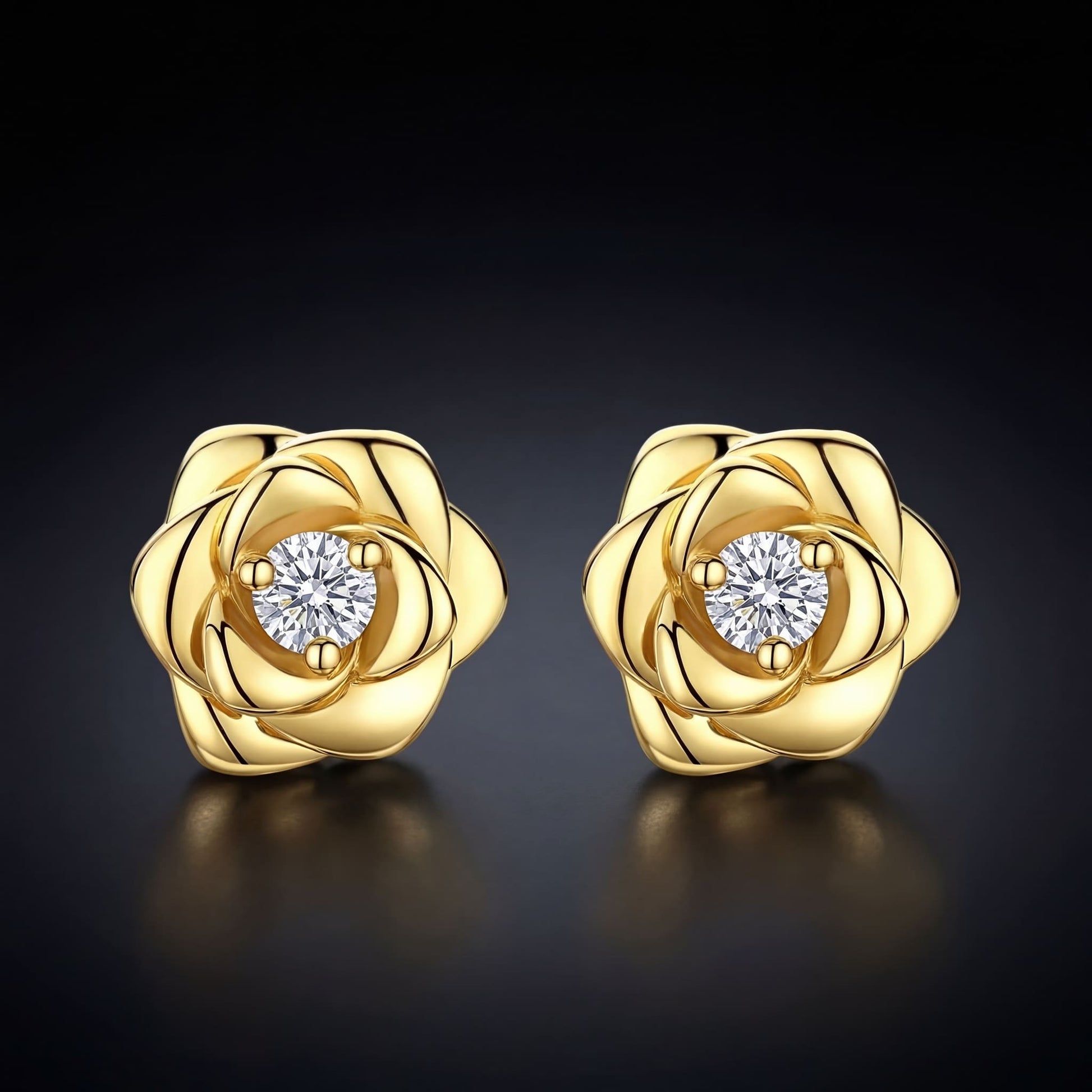 ICED OUT "GOLD ROSE" OHRRINGE - ICERAIN JEWELRY