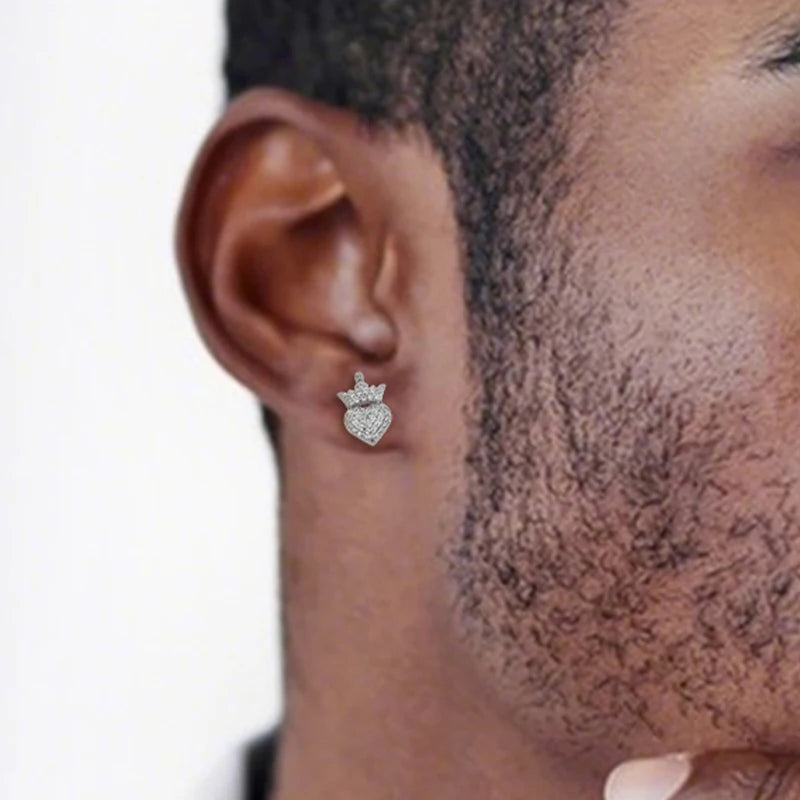 ICED OUT MOISSANITE "CROWN HEART" WEISSGOLD 925S SILVER OHRRINGE - ICERAIN JEWELRY