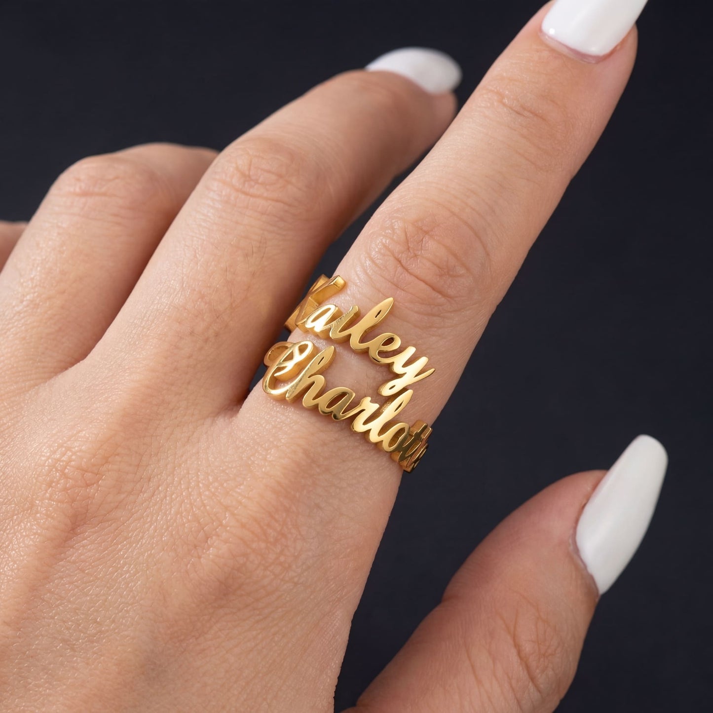 PERSONALISIERTER EDELSTAHL "DOUBLENAME" RING - ICERAIN JEWELRY