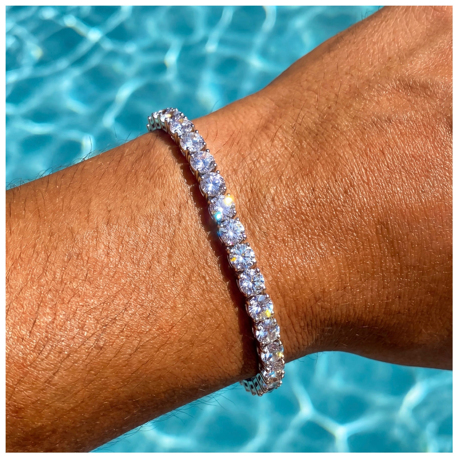 ICED OUT "SILVER TENNIS" ARMBAND - ICERAIN JEWELRY