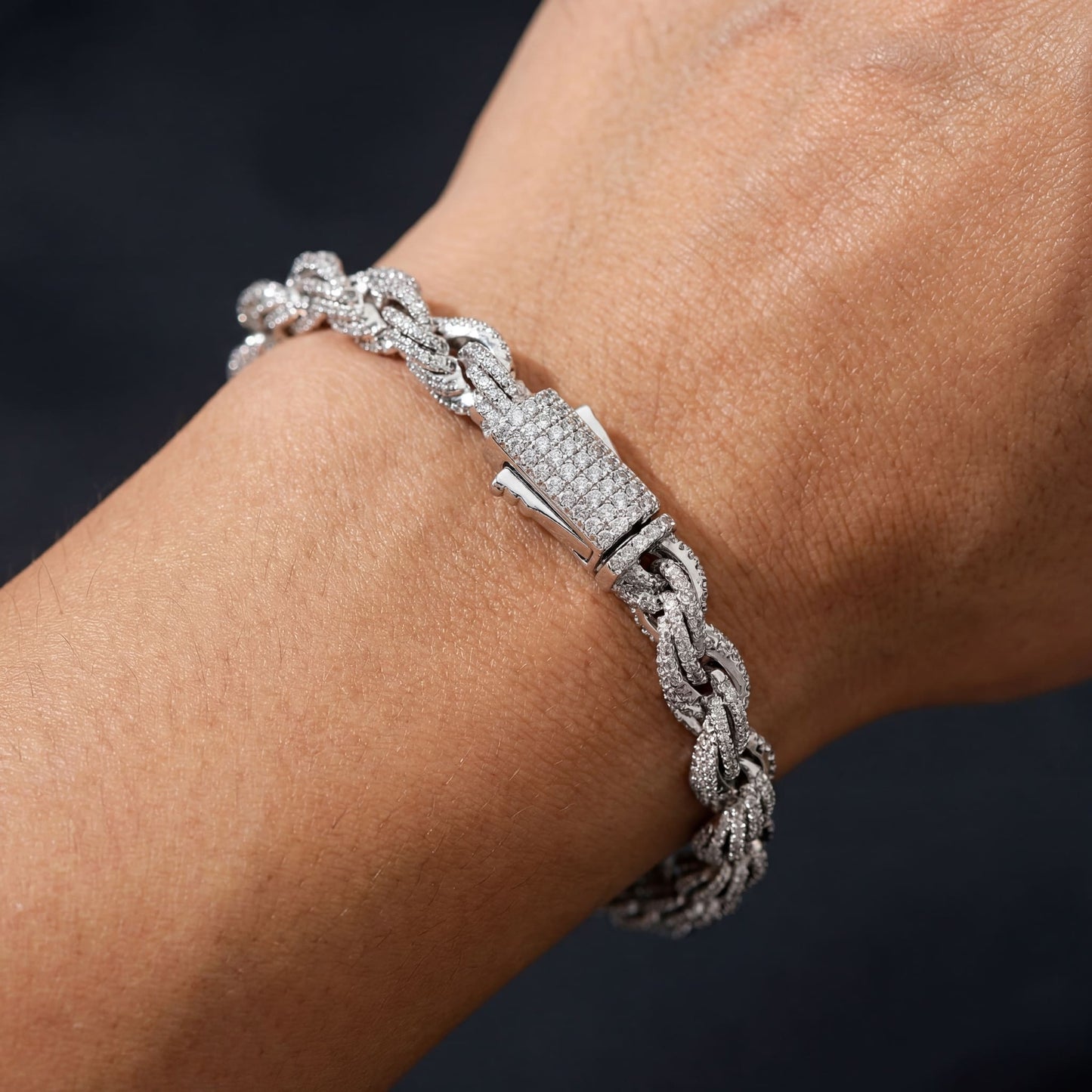 ICED OUT 8MM "SILVER ROPE" ARMBAND - ICERAIN JEWELRY