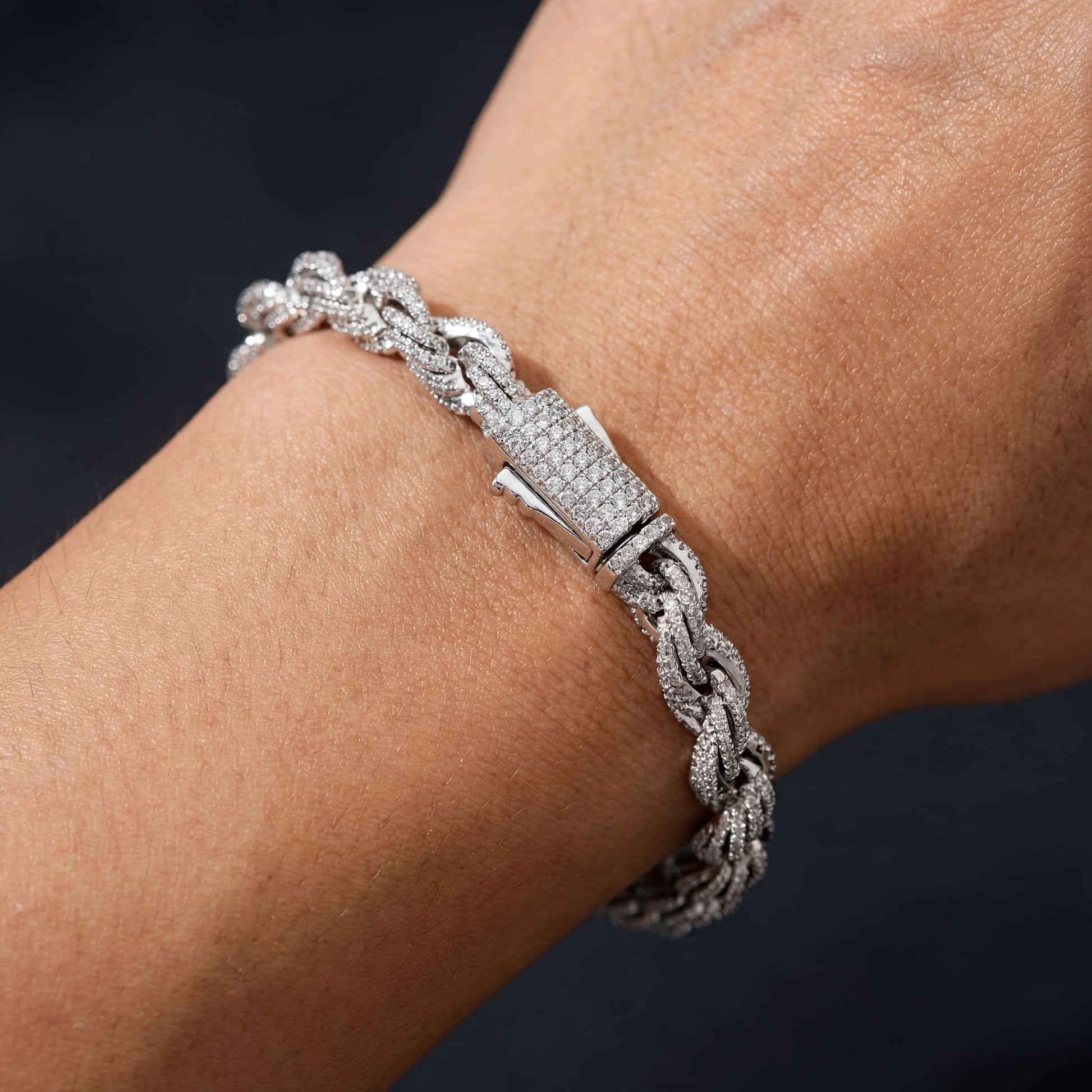 ICED OUT 8MM "SILVER ROPE" ARMBAND - ICERAIN JEWELRY