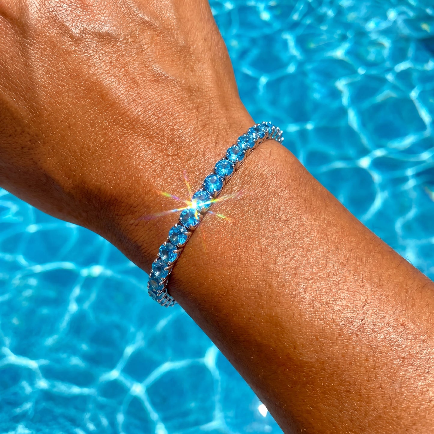 ICED OUT 4MM "SKYBLUE TENNIS" ARMBAND - ICERAIN JEWELRY